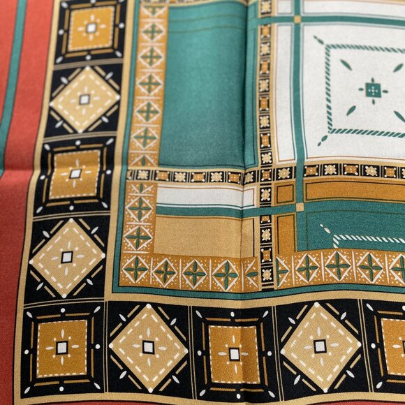 Vintage Christian Dior Silk Scarf – Geometric Tile Print - Picture 3 of 15